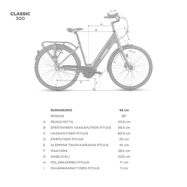 FitNord Classic 300 Sähköpyörä 2024, hopea (489,6 Wh akku) 