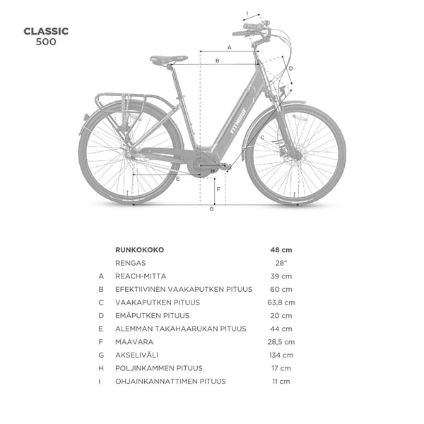 FitNord Classic 500 Sähköpyörä 2024, valkoinen (612Wh akku)