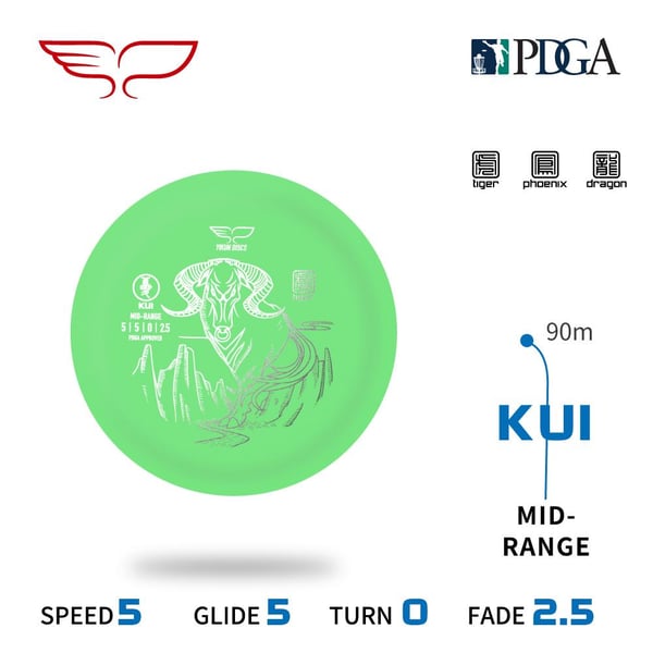 Yikun Dragon Line Kui Midari Frisbeegolfkiekko, valkoinen