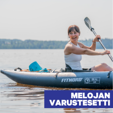 Varustesetti kajakille: kuivasäkki, venttiiliadapteri & muoviliima