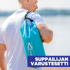 SUP-varustesetti: kuivasäkki, venttiiliadapteri, kantohihna & muoviliima